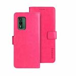 For Nokia XR21 idewei Crazy Horse Texture Leather Phone Case with Holder(Rose Red)