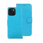 For iPhone 15 Pro idewei Crazy Horse Texture Leather Phone Case with Holder(Sky Blue)