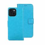 For iPhone 15 Plus idewei Crazy Horse Texture Leather Phone Case with Holder(Sky Blue)