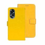 For OPPO A58 4G Global idewei Crazy Horse Texture Leather Phone Case with Holder(Yellow)