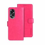 For OPPO A58 4G Global idewei Crazy Horse Texture Leather Phone Case with Holder(Rose Red)
