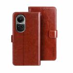 For OPPO Reno10 / Reno10 Pro Global idewei Crazy Horse Texture Leather Phone Case with Holder(Brown)