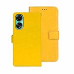For OPPO A78 4G Global idewei Crazy Horse Texture Leather Phone Case with Holder(Yellow)