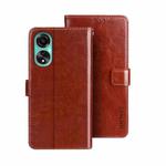 For OPPO A78 4G Global idewei Crazy Horse Texture Leather Phone Case with Holder(Brown)