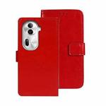 For OPPO Reno11 Pro 5G Global idewei Crazy Horse Texture Leather Phone Case with Holder(Red)