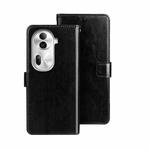 For OPPO Reno11 Pro 5G Global idewei Crazy Horse Texture Leather Phone Case with Holder(Black)