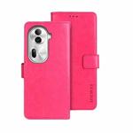 For OPPO Reno11 Pro 5G Global idewei Crazy Horse Texture Leather Phone Case with Holder(Rose Red)