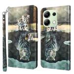 For Xiaomi Redmi Note 13 4G 3D Painting Pattern Flip Leather Phone Case(Cat Tiger)