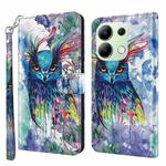 For Xiaomi Redmi Note 13 4G 3D Painting Pattern Flip Leather Phone Case(Watercolor Owl)