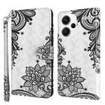 For Xiaomi Redmi Note 13 Pro+ 3D Painting Pattern Flip Leather Phone Case(Diagonal Black Flower)