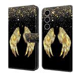 For Samsung Galaxy S24 5G Crystal 3D Shockproof Protective Leather Phone Case(Golden Wings)