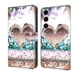 For Samsung Galaxy S24+ 5G Crystal 3D Shockproof Protective Leather Phone Case(Pink Diamond Heart)