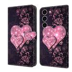 For Samsung Galaxy S24+ 5G Crystal 3D Shockproof Protective Leather Phone Case(Lace Love)