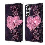 For Samsung Galaxy A35 5G Crystal 3D Shockproof Protective Leather Phone Case(Lace Love)