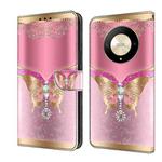 For Honor Magic6 Lite Crystal 3D Shockproof Protective Leather Phone Case(Pink Bottom Butterfly)