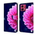 For Motorola Moto G84 Crystal 3D Shockproof Protective Leather Phone Case(Pink Petals)