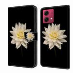For Motorola Moto G84 Crystal 3D Shockproof Protective Leather Phone Case(White Flower)