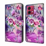 For Motorola Moto G84 Crystal 3D Shockproof Protective Leather Phone Case(Butterfly)