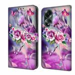 For OPPO A58 4G Crystal 3D Shockproof Protective Leather Phone Case(Butterfly)