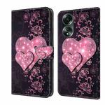 For OPPO A58 4G Crystal 3D Shockproof Protective Leather Phone Case(Lace Love)