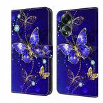 For OPPO A58 4G Crystal 3D Shockproof Protective Leather Phone Case(Diamond Butterfly)