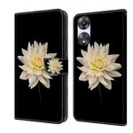 For OPPO A58 5G Crystal 3D Shockproof Protective Leather Phone Case(White Flower)