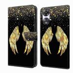 For OPPO A58 5G Crystal 3D Shockproof Protective Leather Phone Case(Golden Wings)