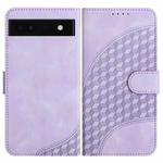 For Google Pixel 6a YX0060 Elephant Head Embossed Phone Leather Case with Lanyard(Light Purple)