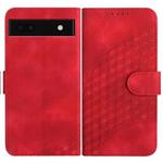 For Google Pixel 6a YX0060 Elephant Head Embossed Phone Leather Case with Lanyard(Red)