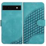 For Google Pixel 6a YX0060 Elephant Head Embossed Phone Leather Case with Lanyard(Light Blue)