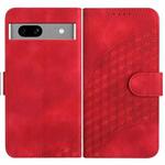 For Google Pixel 7a YX0060 Elephant Head Embossed Phone Leather Case with Lanyard(Red)