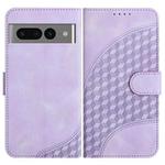 For Google Pixel 7 Pro 5G YX0060 Elephant Head Embossed Phone Leather Case with Lanyard(Light Purple)