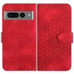 For Google Pixel 7 Pro 5G YX0060 Elephant Head Embossed Phone Leather Case with Lanyard(Red)