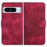 For Google Pixel 8 Pro YX0060 Elephant Head Embossed Phone Leather Case with Lanyard(Rose Red)