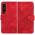 For Sony Xperia 1 III YX0060 Elephant Head Embossed Phone Leather Case with Lanyard(Red)
