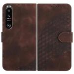 For Sony Xperia 1 III YX0060 Elephant Head Embossed Phone Leather Case with Lanyard(Coffee)