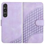 For Sony Xperia 1 V YX0060 Elephant Head Embossed Phone Leather Case with Lanyard(Light Purple)