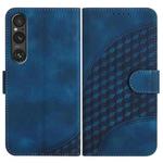 For Sony Xperia 1 V YX0060 Elephant Head Embossed Phone Leather Case with Lanyard(Royal Blue)