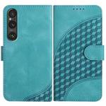 For Sony Xperia 1 V YX0060 Elephant Head Embossed Phone Leather Case with Lanyard(Light Blue)