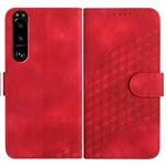 For Sony Xperia 5 III YX0060 Elephant Head Embossed Phone Leather Case with Lanyard(Red)