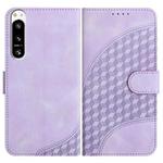 For Sony Xperia 5 IV YX0060 Elephant Head Embossed Phone Leather Case with Lanyard(Light Purple)