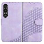 For Sony Xperia 1 VII Elephant Head Embossed Phone Leather Case with Lanyard(Light Purple)