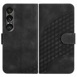 For Sony Xperia 1 VII Elephant Head Embossed Phone Leather Case with Lanyard(Black)