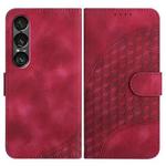For Sony Xperia 1 VII Elephant Head Embossed Phone Leather Case with Lanyard(Rose Red)