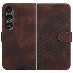 For Sony Xperia 1 VII Elephant Head Embossed Phone Leather Case with Lanyard(Coffee)