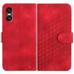 For Sony Xperia 10 VII Elephant Head Embossed Phone Leather Case with Lanyard(Red)