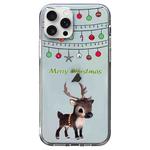 For iPhone 15 Pro Max Christmas Colored Drawing Pattern High Transparent Soft TPU Phone Case(Elk)