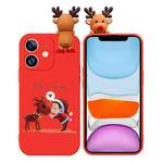 For iPhone 11 Colored Drawing Deer Relief Doll Soft TPU Phone Case(Child and Deer)