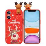 For iPhone 11 Colored Drawing Deer Relief Doll Soft TPU Phone Case(Christmas Elk)