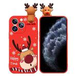 For iPhone 11 Pro Max Colored Drawing Deer Relief Doll Soft TPU Phone Case(Cute Elk)